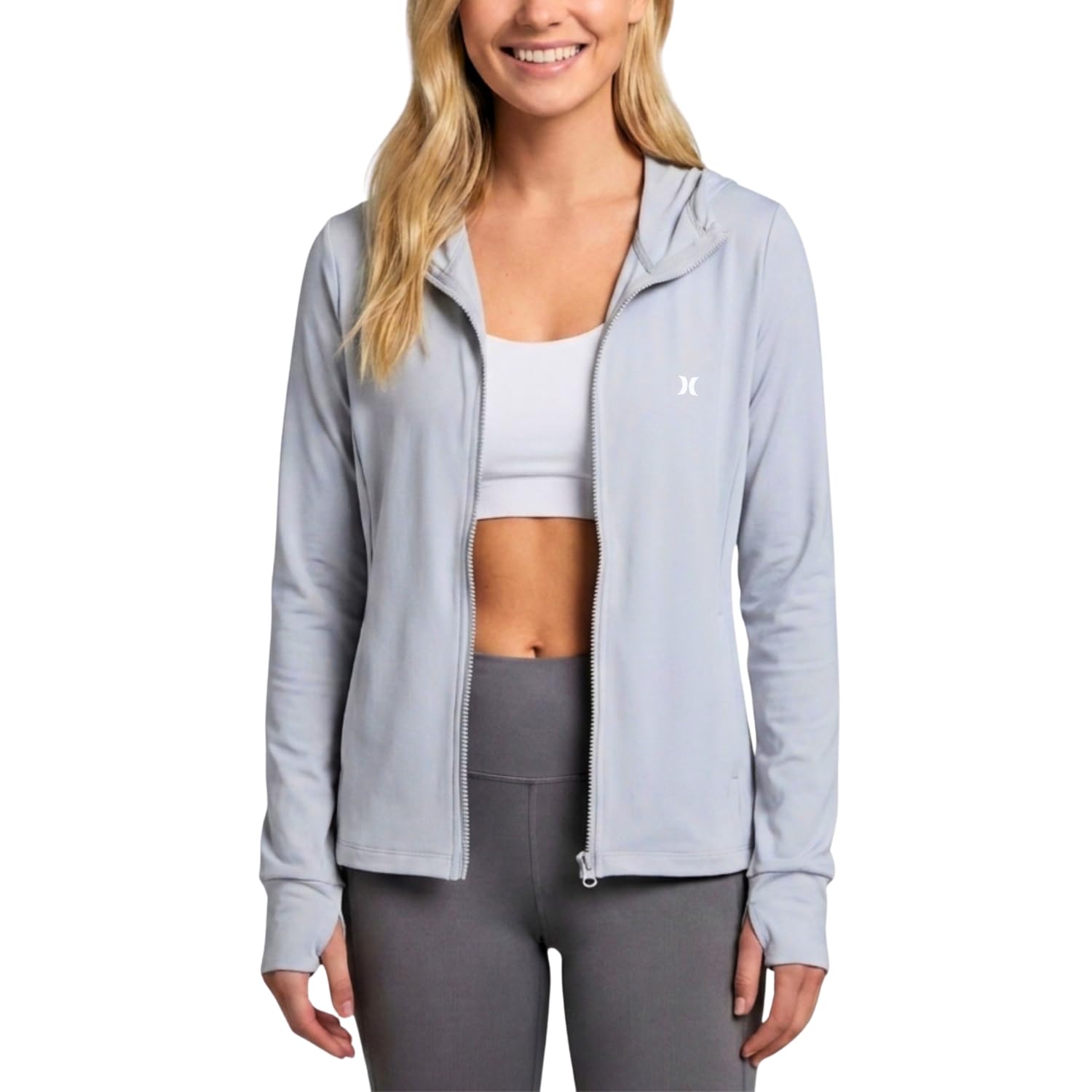 hurley women's sun hoodie jacket, spf 50+protection long sleeve sun shirt