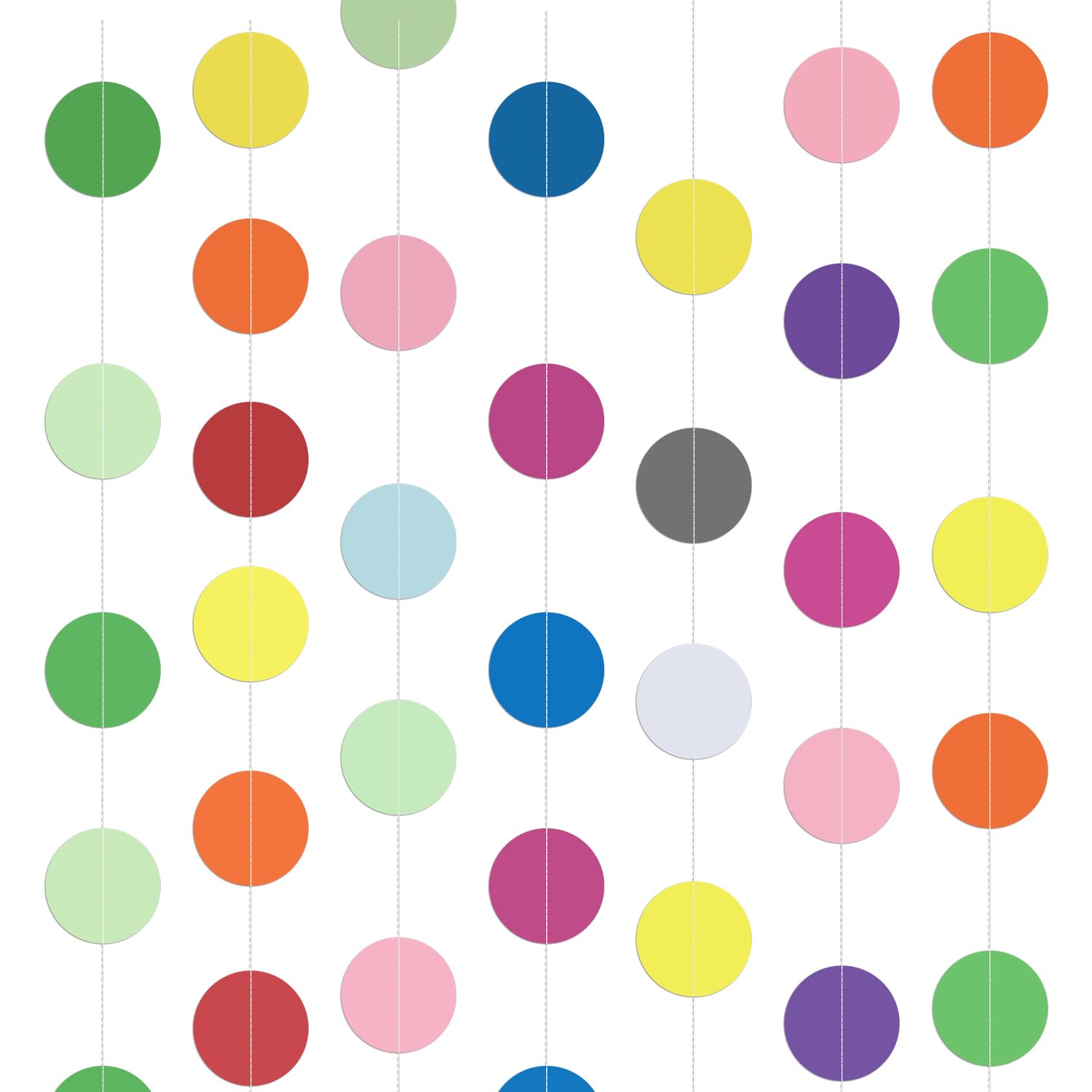 DIPZO 39Ft Rainbow Circle Dots Garland, Colourful Hanging Paper Chains for Festival, Wedding, Birthday, Carnival Party Decor