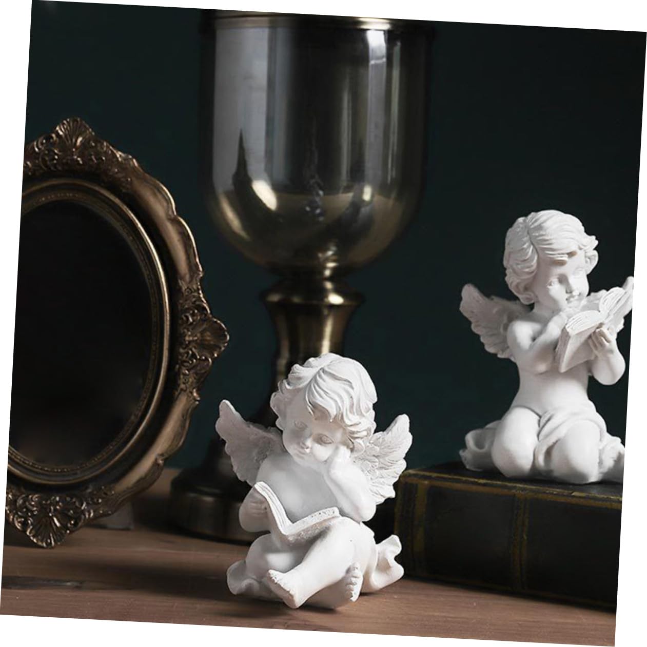 TOPBATHY 2pezzi Statua Angelo Decorativa in Statuetta Angelo Custode Elegante per Tavolo Artigianato Casa Unica