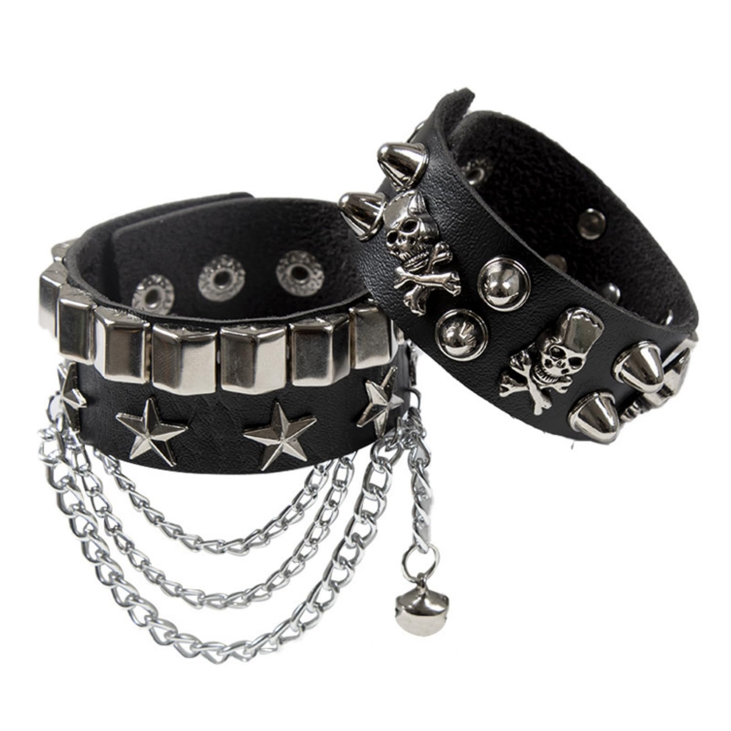 Fenglin-joy Pulseras de Punk de Cuero, Punk Pulsera Punk Brazalete 80 de Rock Góticos de Unisex Muñequeras,para Regalos Recuerdos Fiesta Halloween Accesorios