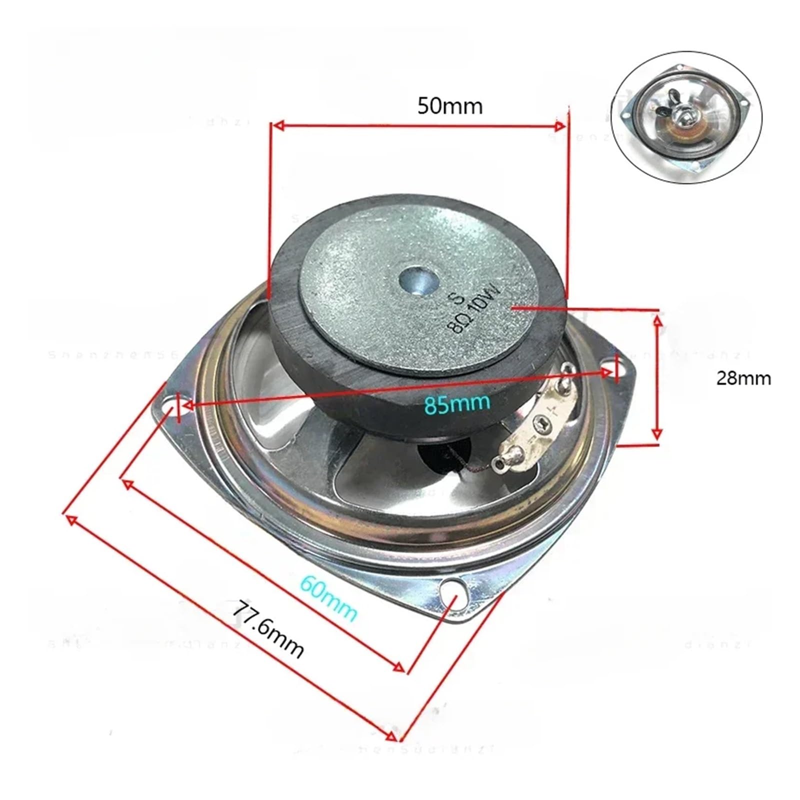 2 pz 3 pollici 78mm altoparlanti audio 4 8 Ohm 10 W altoparlante trasparente impermeabile HIFI fai da te allarme corno esterno(8 Ohm 10W Speaker)