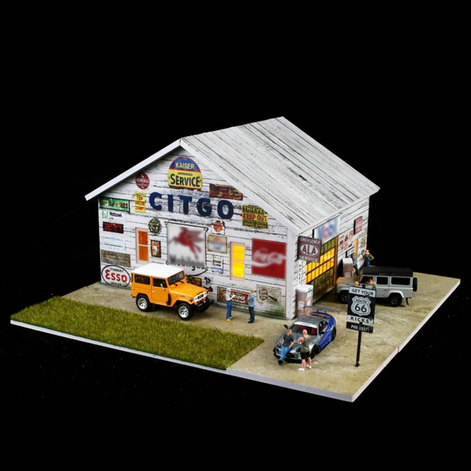 Model garażowy z oświetleniem LED 1:64 Diorama do modeli samochodów Diecast, witryna kompatybilna z Hot Wheels, Matchbox, Mini GT (magazyn)