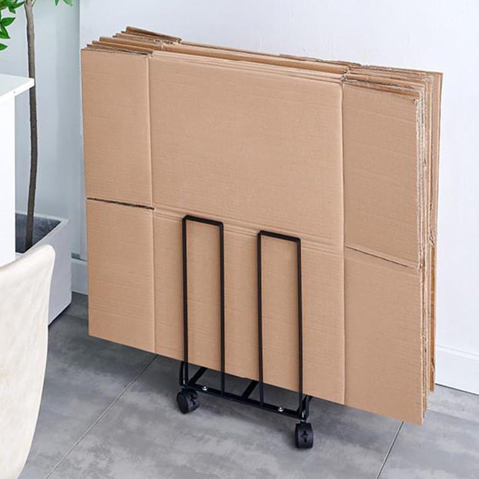 Supporto in cartone resistente con ruote, scaffale portatile per scatole di cartone, organizer commerciale per casa, supermercato e magazzino (nero)