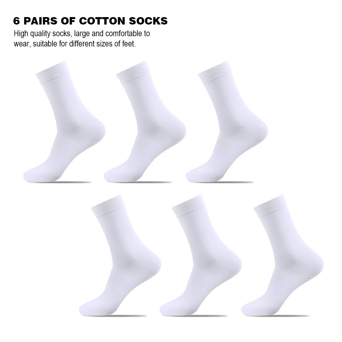Calcetines de Deporte Running para Hombre y Mujer - 6 Pares Termicos en Negro y Blanco - Algodón Transpirable Suave y Cómodo para Trabajo 35-38