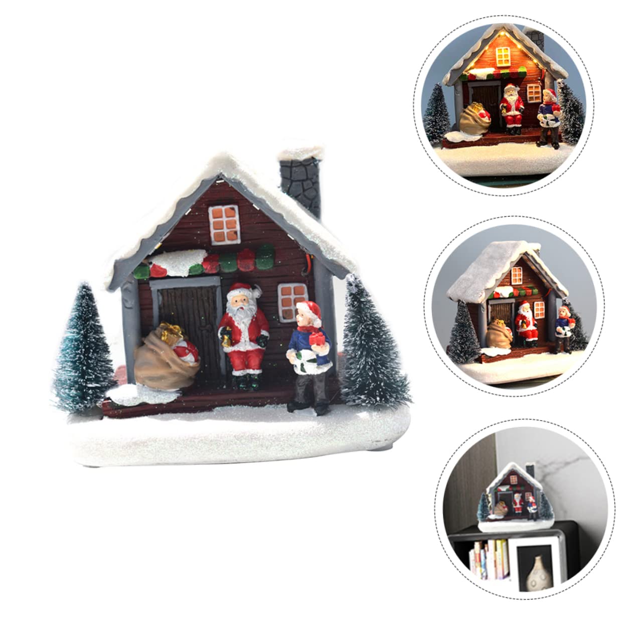 Abaodam 1Pc Light Up Christmas House Ornament Mini Resin Xmas Decor for Festive Home Decoration for Creating Charming Holiday Atmosphere