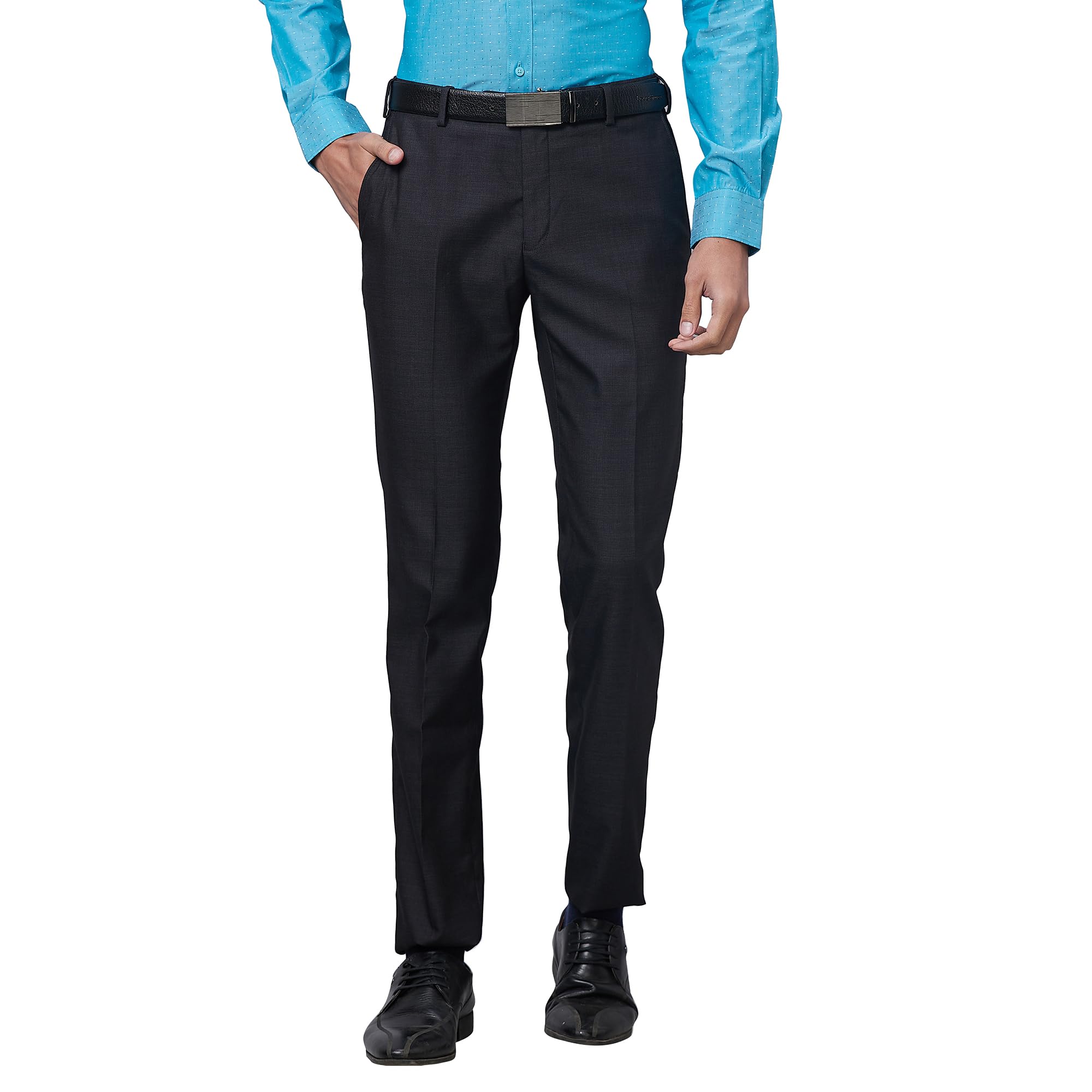 raymond Men's Slim Fit Polyviscose Blend Flat Front Solid Pattern Black Formal Trouser-picture-40
