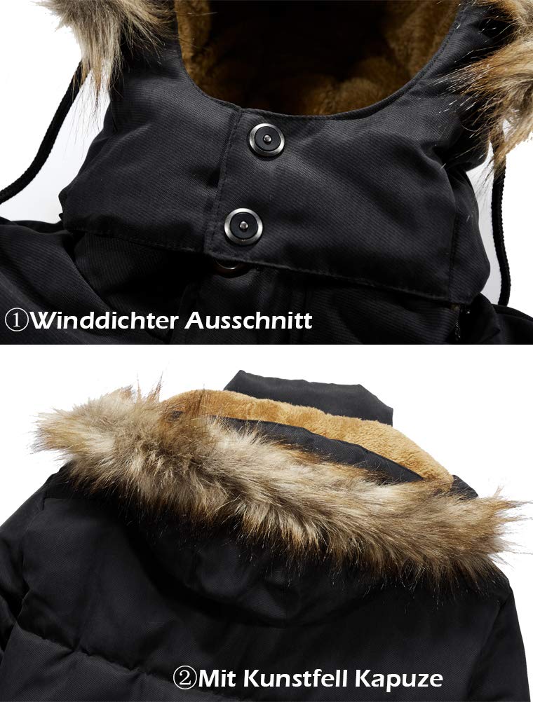 FTCayanz Uomo Giacca Invernale Giubbotto Parka Caldo con Cappuccio Casual Giacche