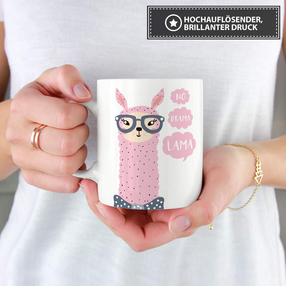 Alpaka-Tasse "No Drama Llama Lady" – Innen & Henkel In Rosa, Lustiger Spruch, Spülmaschinenfest