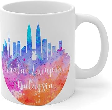 Malaysia Kuala Lumpur Coffee Mug White Gift for Traveler Coastal Ceramic Tea Cup Funny Office White Glossy Mug Mothers Day Engagement Gift for Family Cousin 11oz