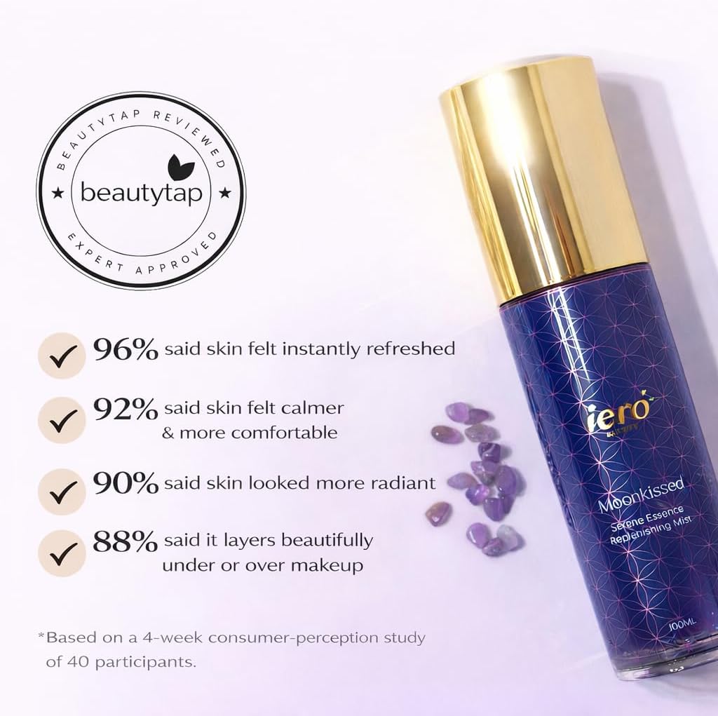 ieró Beauty Moonkissed Serene Essence Hydrating Face Mist, Lavender Chamomile Frankincense, Crystal-Infused Replenishing Facial Mist, Calming Hydrating Toner, Made in Italy — 3.38 Fl Oz - Image 2