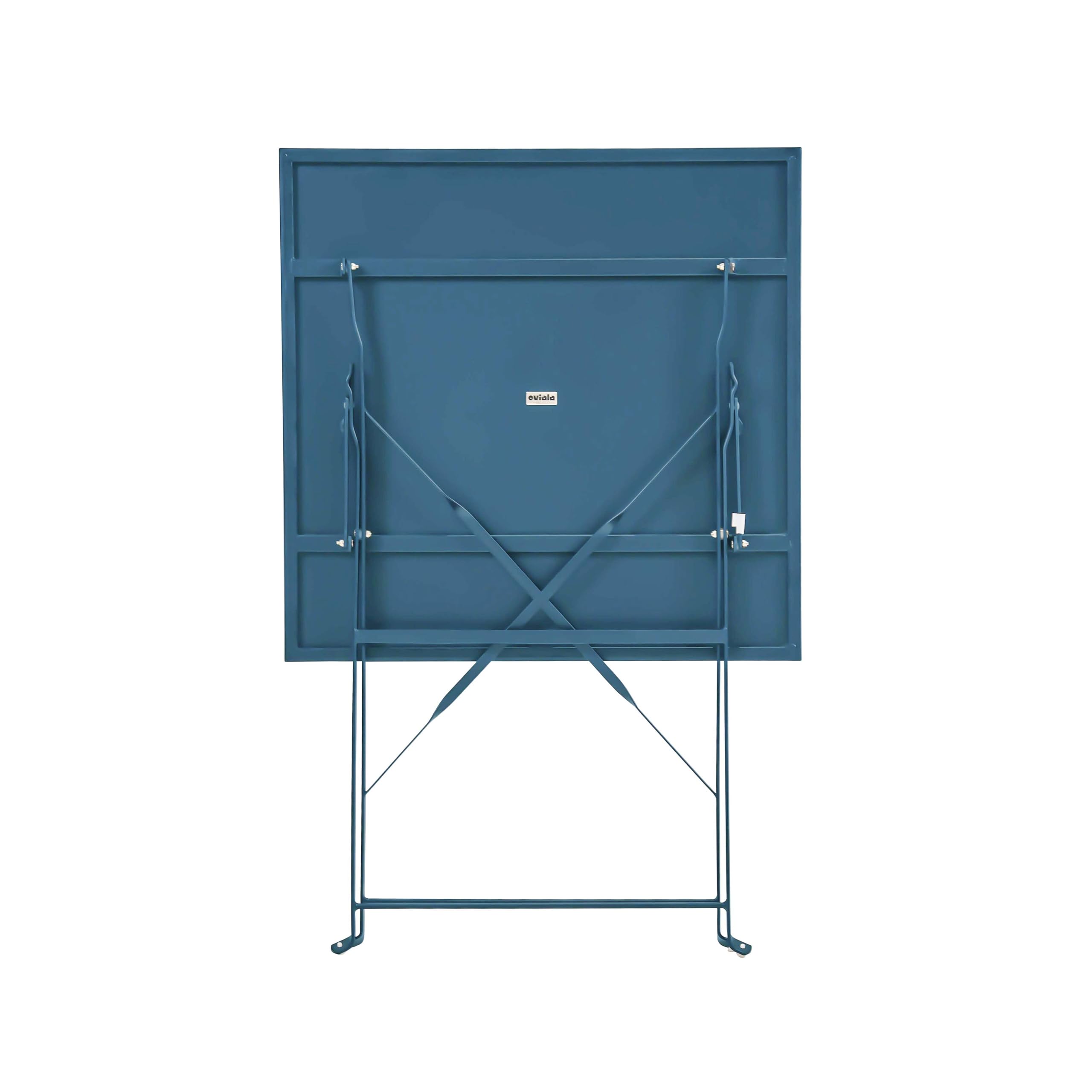 Oviala Table de Jardin Pliante bistrot en Acier 60 cm Bleu Pacific