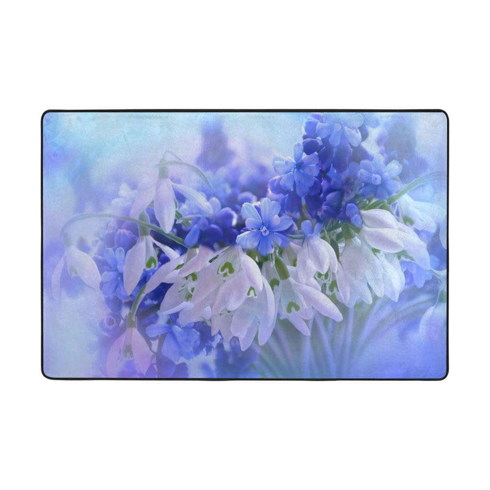 Tapis de jardin bleu jacinthe Ruchen en velours corail de dimensions 203x147 cm