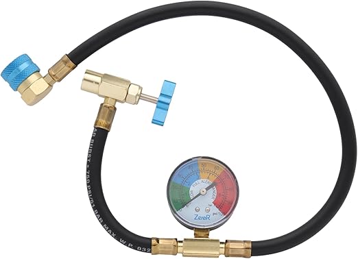 ZeroR® - 24" Heavy Duty Brass Can Tap with Gauge For Use With HFO-1234yf Refrigerant Cans