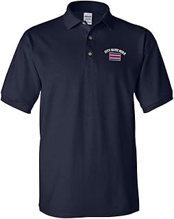 Custom Polo Shirt Costa Rica Embroidery City Name Cotton Golf Shirt for Men - Navy, Large Personalized Text Here
