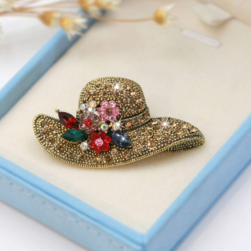Brosche Vintage-Diamant-Hut-Brosche, Kristall-Strass-Brosche, geeignet für Schmuck, Kleid, Schal, Schal