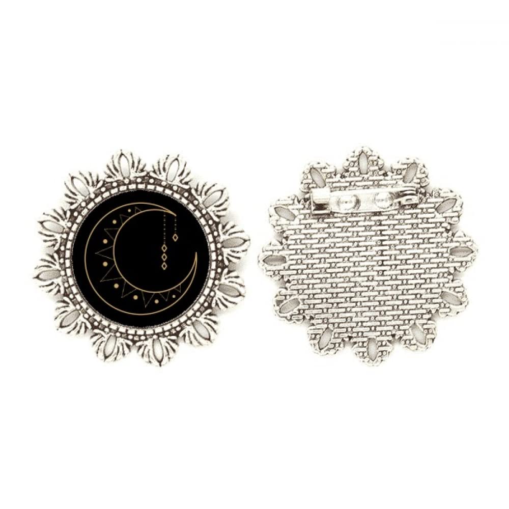 Broche de plata con forma de tótem de luna y estrella tamaño medium 4