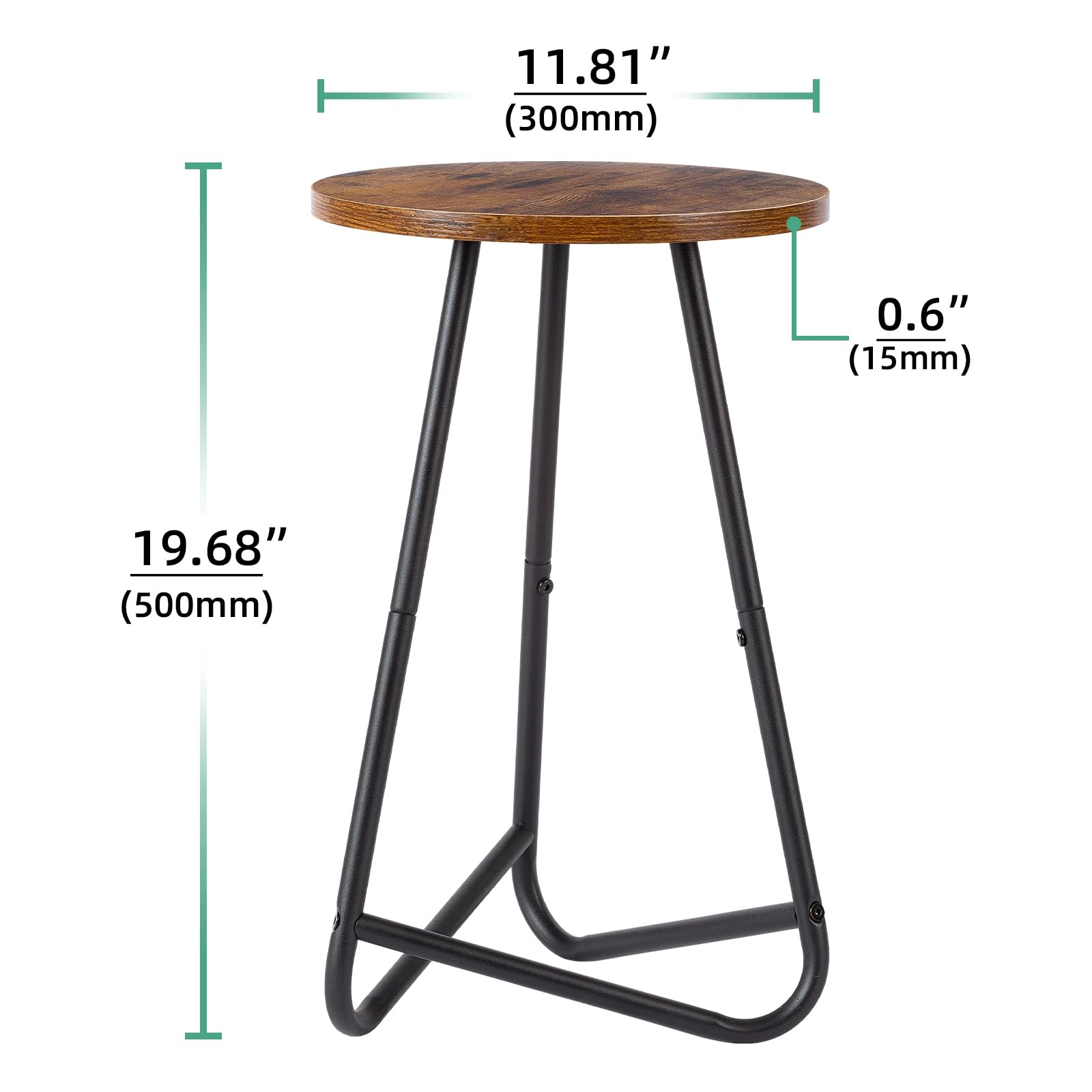 HDANI 50 cm Piccolo Supporto per Fiori Set di 2,Mensola in Legno per Piante,Mensola Moderna per Piante da Interno per Soggiorno,Balcone e Ufficio,Marrone-Nero Rustico