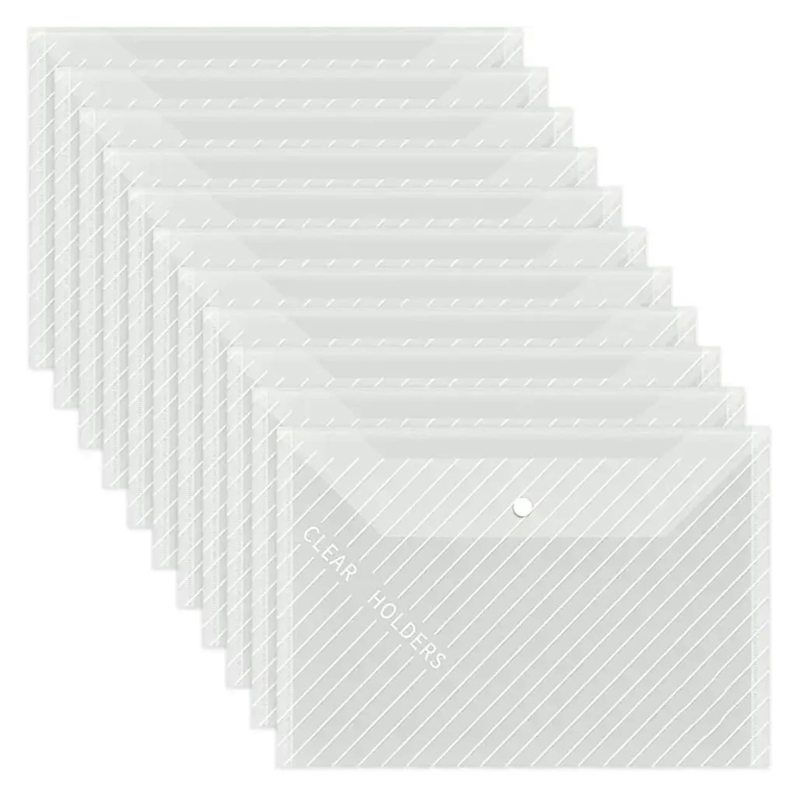 30 cartelle portadocumenti in plastica formato A4 con chiusure trasparenti, buste for documenti scolastici e da ufficio Per Scuola, Documenti D'ufficio(White Twill)