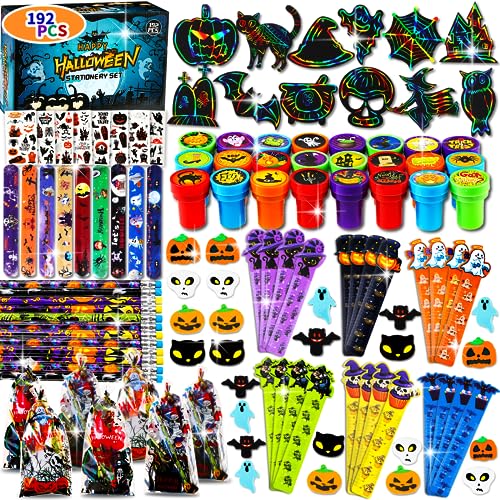 SHODMI 192Pcs Halloween Favors Stationery Gift Set, Trick or Treat Gifts for Kids, Halloween Party Favors for Kids Classroom Prizes Bulk Halloween School Supplies Goodie Bag Stuffers Fillers - image 1