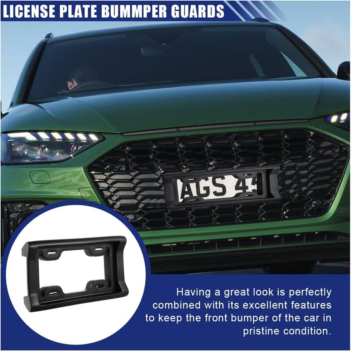 License Plate Bumper Guard, 2.3" Thick Rubber License Plate Mount, Universal License Plate Frame with Screws Protects Bumper from Scratches and Dents Fit for Car Truck SUV (2PCS)