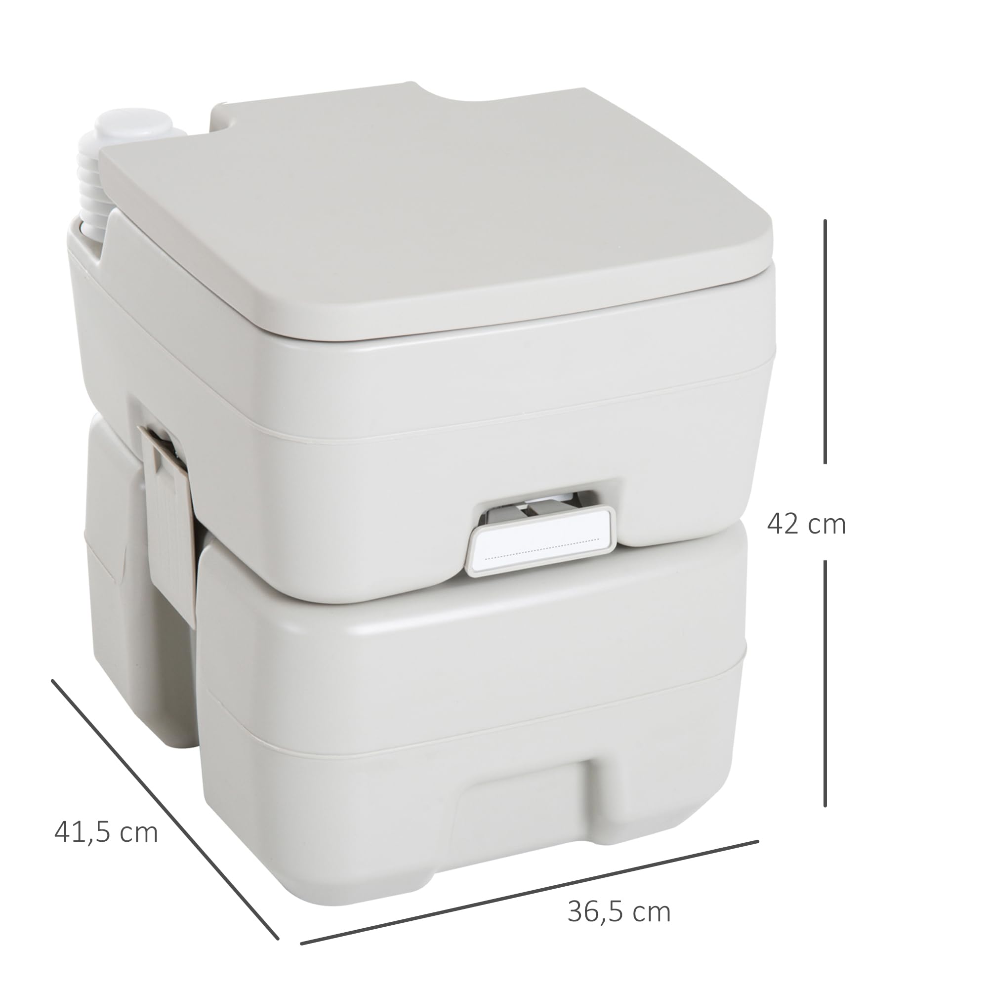 HOMCOM Inodoro Portátil Químico Baño Móvil WC 20L con Extraíble Tanque de Aguas Residuales y Tanque de Agua para Camping Viaje Ancianos Caravana Barco con Cisterna Carga 147 kg 41,5x36,5x42 cm HDPE