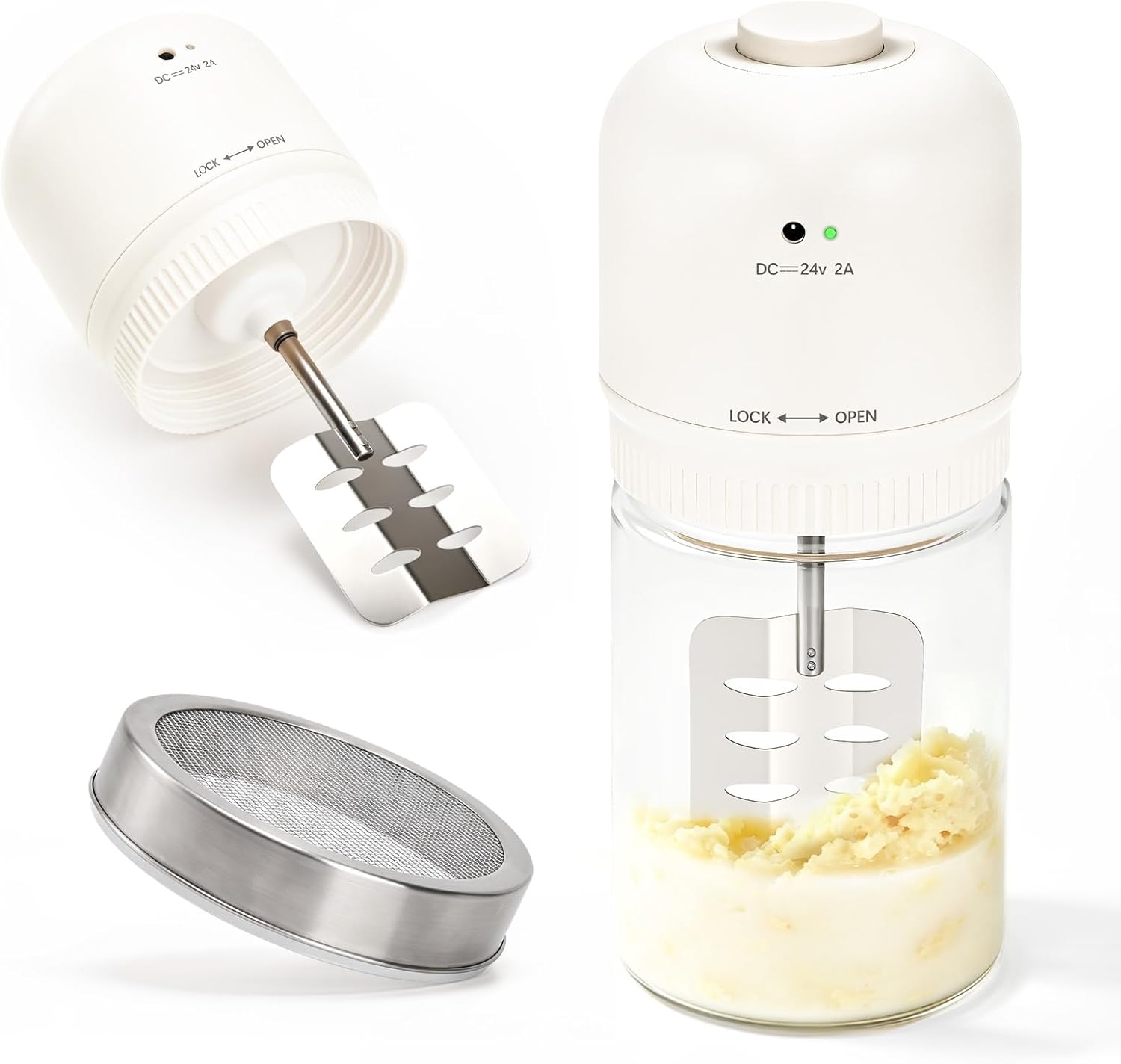 Electric Butter Churner, 34oz Glass Jar Butter Maker in 5–10 Mins