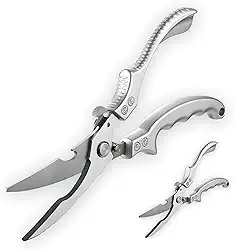 Tesoura de Cozinha Inox Multiuso Profissional 25 CM com Trava de Segurança Cortador Cortar Frango Peixe Legumes Verduras Ossos Carnes Cabo Ergonômico Antiderrapante