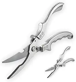 Tesoura de Cozinha Inox Multiuso Profissional 25 CM com Trava de Segurança Cortador Cortar Frango Peixe Legumes Verduras Ossos Carnes Cabo Ergonômico Antiderrapante