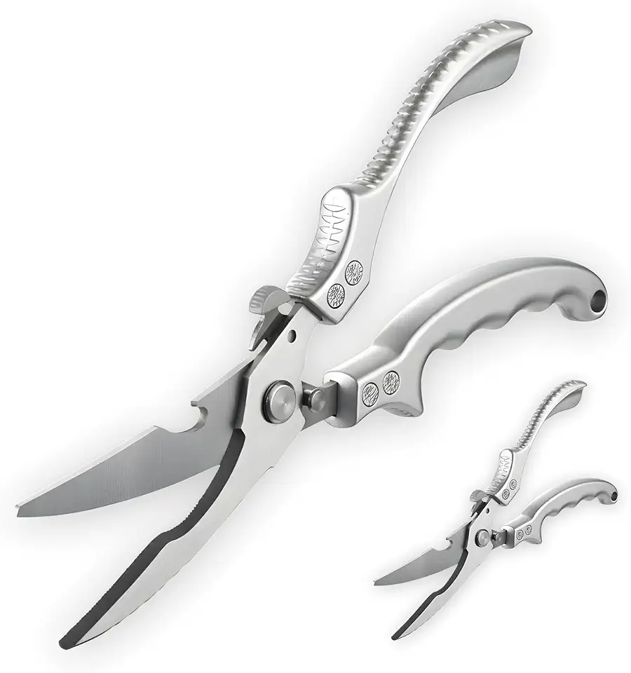 Tesoura de Cozinha Inox Multiuso Profissional 25 CM com Trava de Segurança Cortador Cortar Frango Peixe Legumes Verduras Ossos Carnes Cabo Ergonômico Antiderrapante