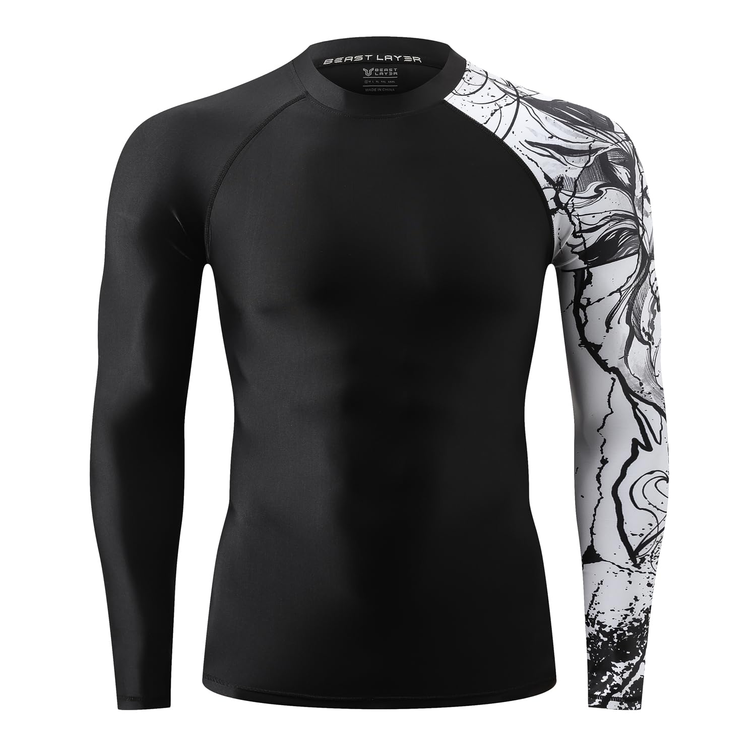 HUGE SPORTS Camiseta de Baño de Manga Larga para Hombres Rashguard de Compresión