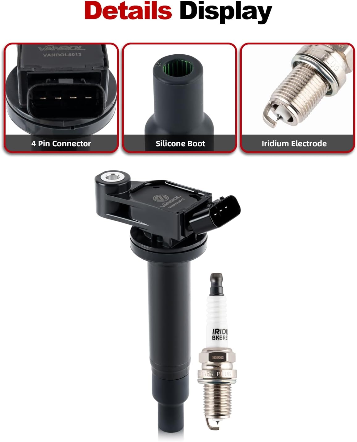 Set of 6 Ignition Coil Pack UF267 & Iridium Spark Plugs 4504 Compatible with 2001-2010 Toyota Highlander Avalon Camry Sienna Solara 1999-2008 Lexus ES300 ES330 RX300 RX330 RX400h V6 3.0L 3.3L
