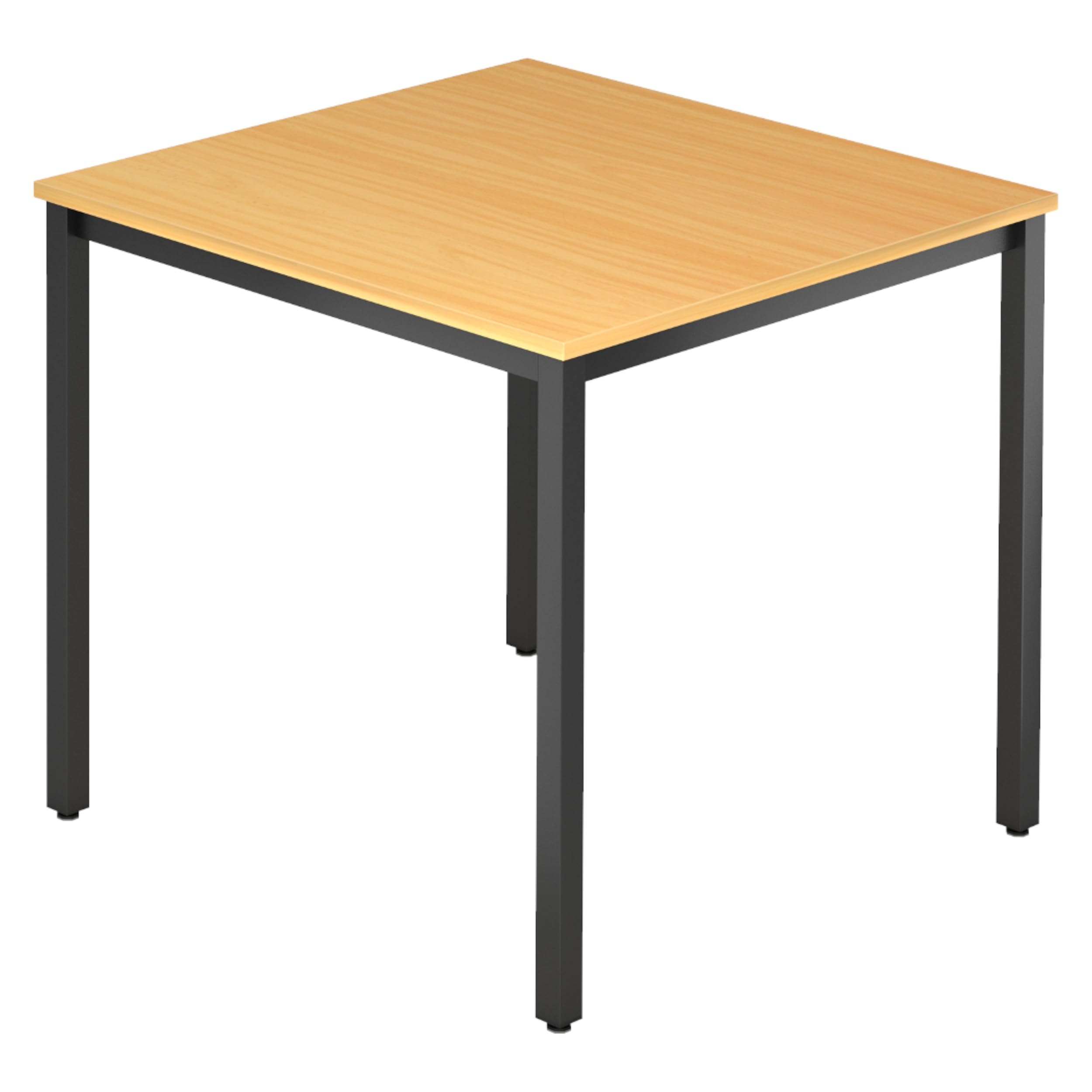 bümö Multifunktionstisch Buche, Tisch 80 x 80 cm, Tischfuß vierkant in schwarz - einfacher Tisch klein, Besprechungstisch System D-Serie, Konferenztisch, Meetingtisch, Mehrzwecktisch, Pausentisch