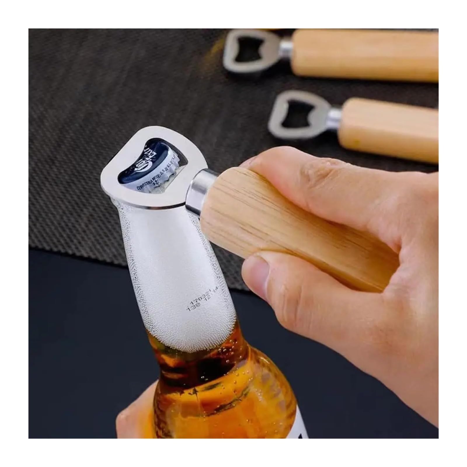 10/25/50/100-teiliges Edelstahl-Flaschenöffner-Set – Holzgriff, tragbar for Küche und Outdoor(100pcs Bottle opener)