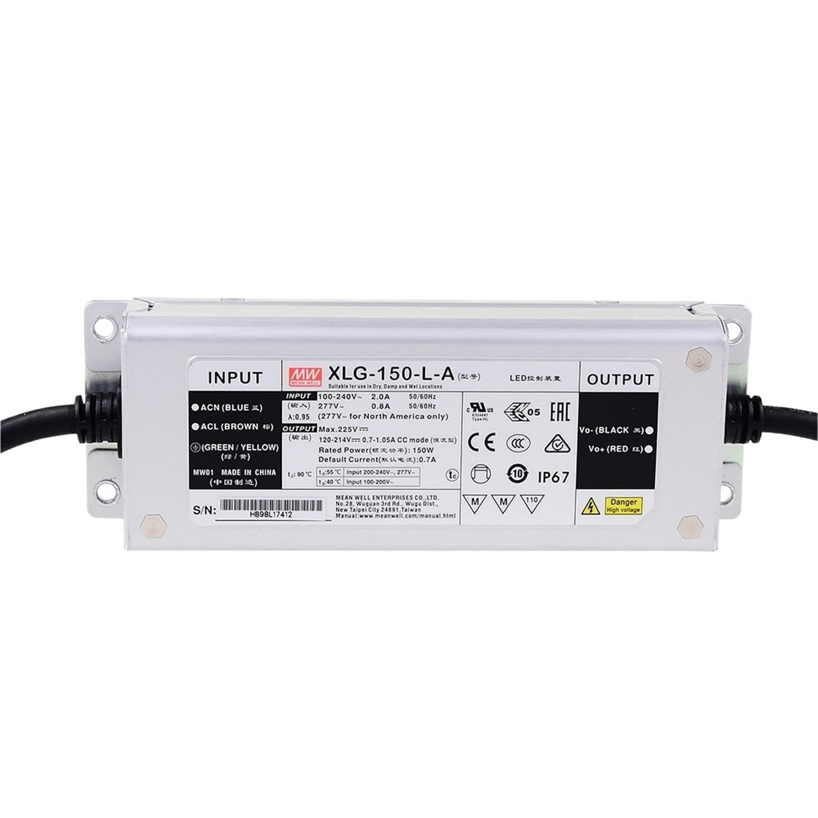 FCARUMIQP XLG-150 12V 24V 27-56V 2700mA 1400mA 2800mA Constant Power LED Driver IP67 150W Adjustable Supply XLG-150-H-AB(Xlg-150-l-a)
