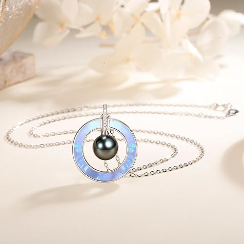 Miniatura 4 de Regalos de Navidad para mujer, collar con colgante de perlas negras de Tahití, regalo para esposa, boda, cumpleaños, aniversario, mamá, novia, ella