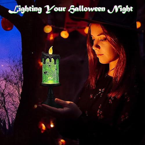 Miniatura 2 de 1. Velas sin llama de globo de nieve de Halloween, centro de mesa para fiesta de celebración, vela LED a pilas con temporizador de 6 horas para