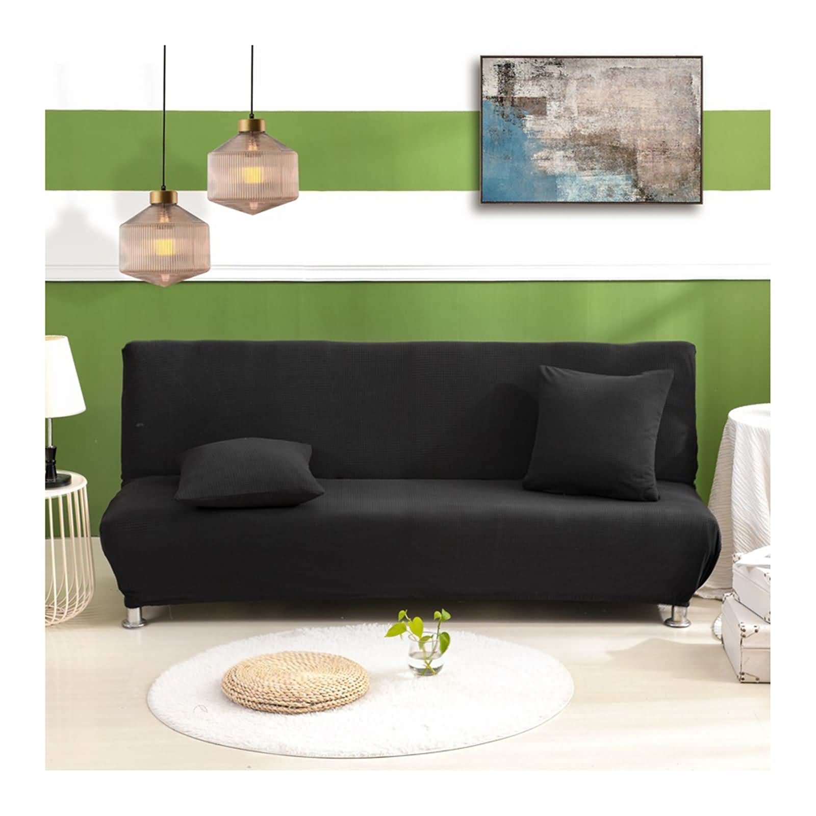 Housse de canapé clic-clac 160-190 cm noire pour protection de sofa