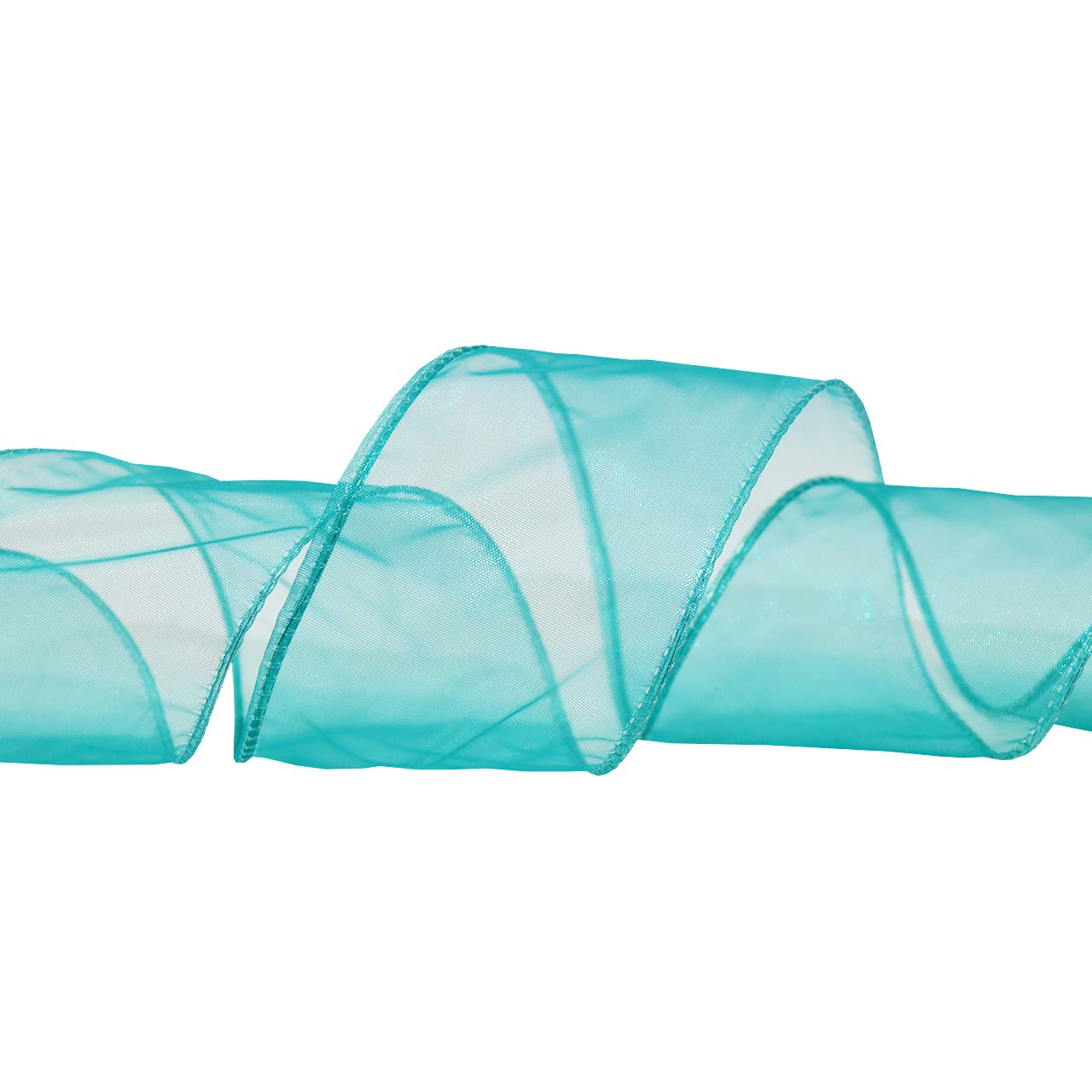 Chiffon Wired Ribbon 2-1/2"X20yd-Aqua