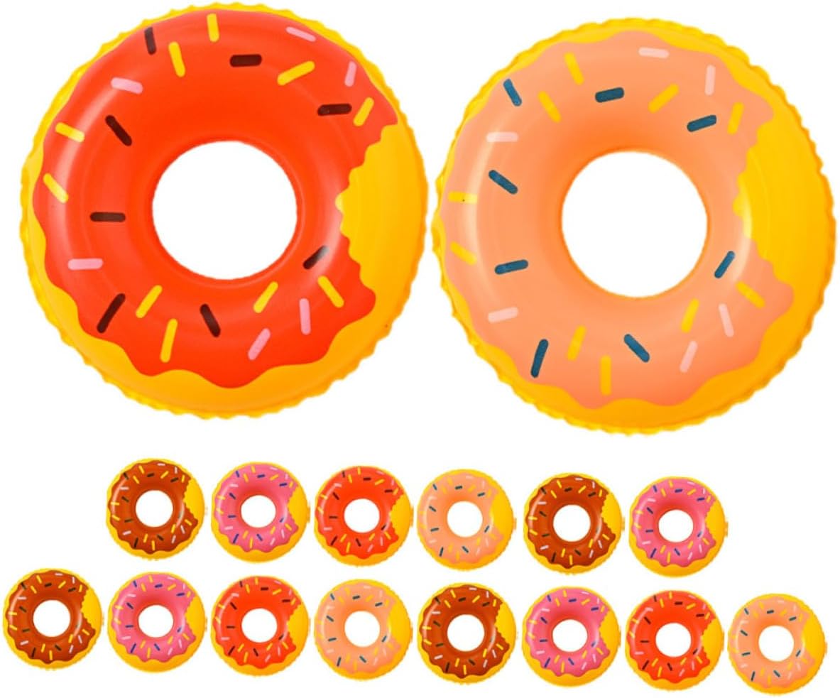 16pcs Mini Swim Ring Ornaments for Bathing Decor Safe for Tender Skin for Bathtub Decoration and Miniature Life Scenes