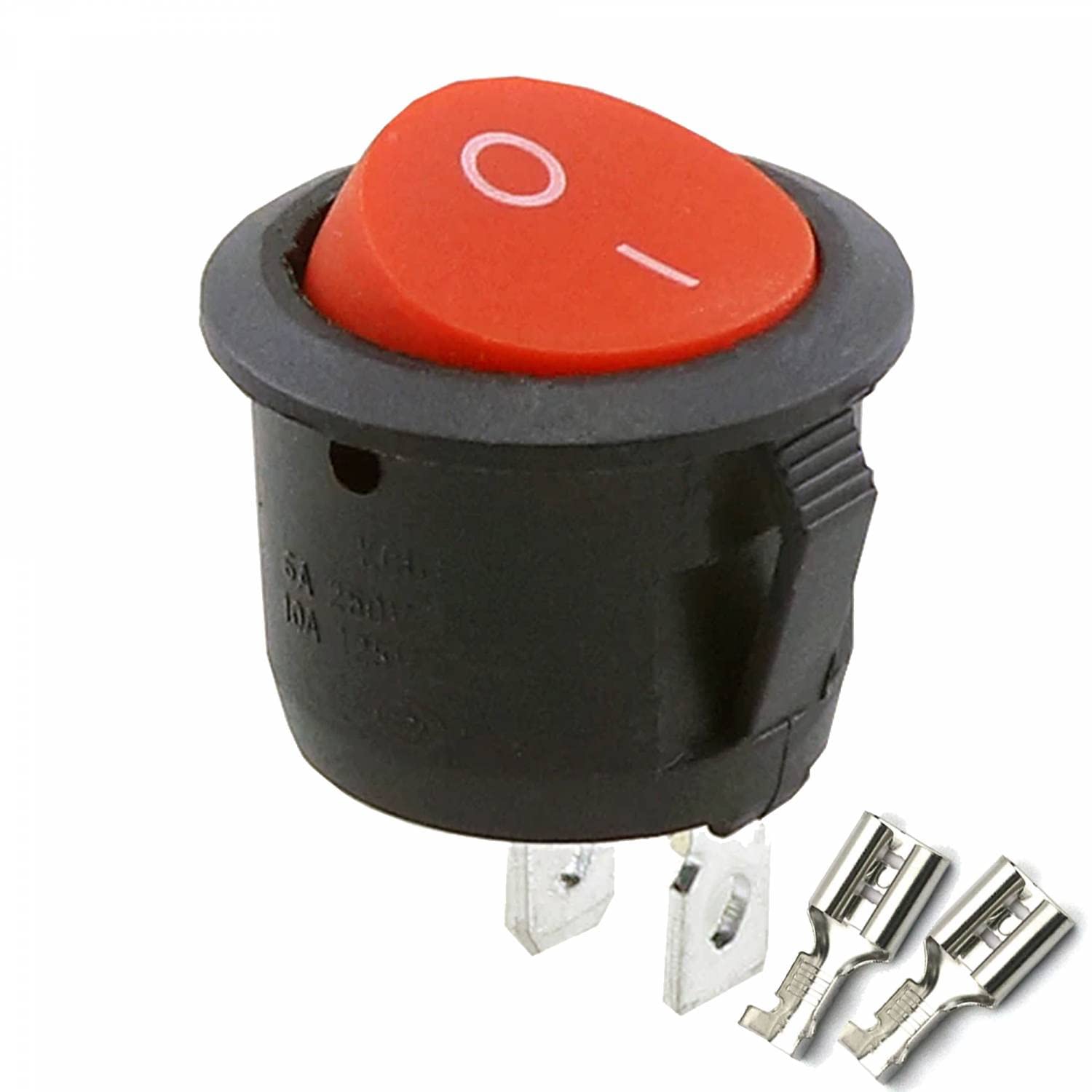 2-Pack ITW Black Rocker Switch With Red Indicator Light - On/Off Toggle Switch For Panels, DIY, Automotive