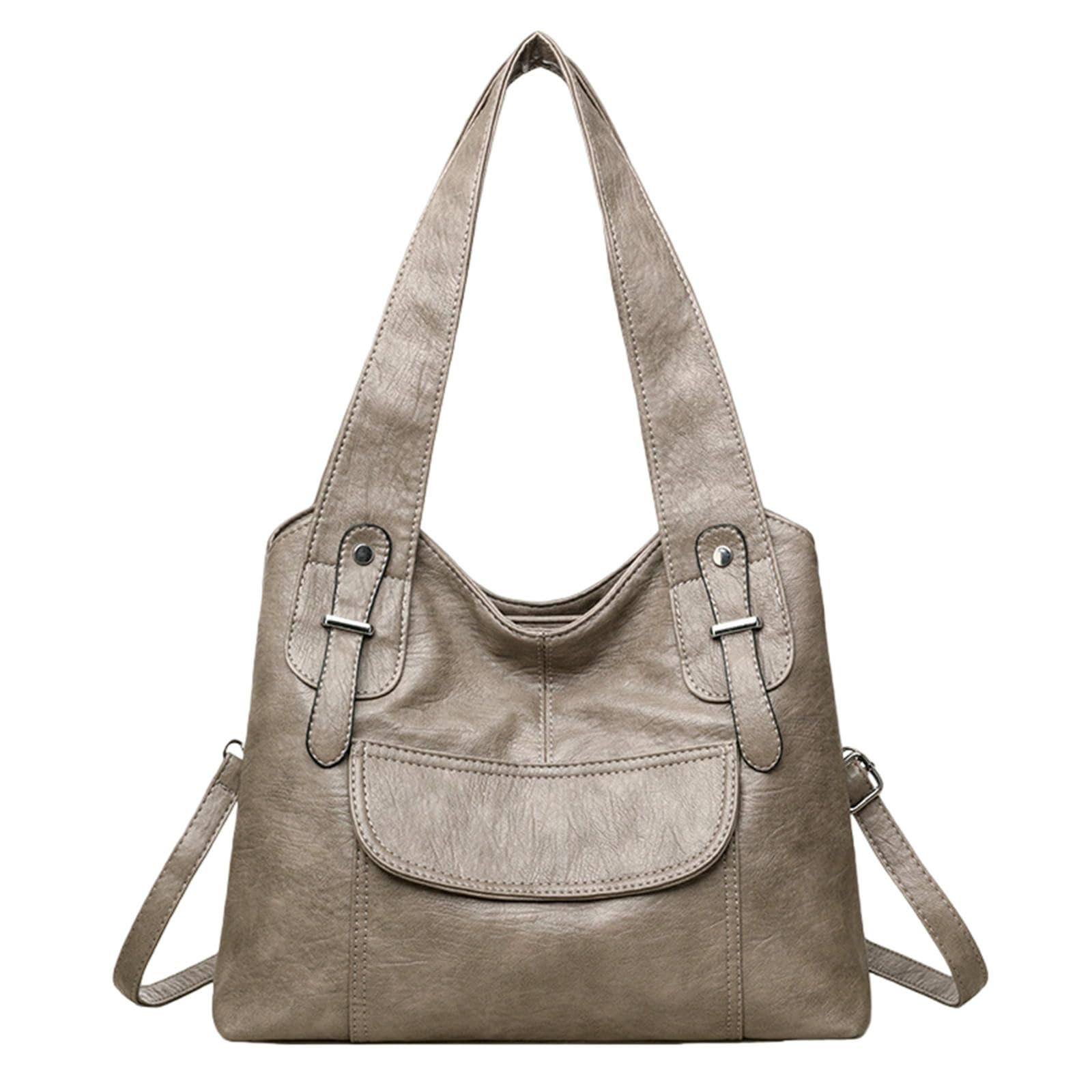 ZCABYBD East-West Crossbody Bag Women's Casual Shoulder Bag, Large-capacity Soft Leather Handbag, Commuter Tote Bag-gray