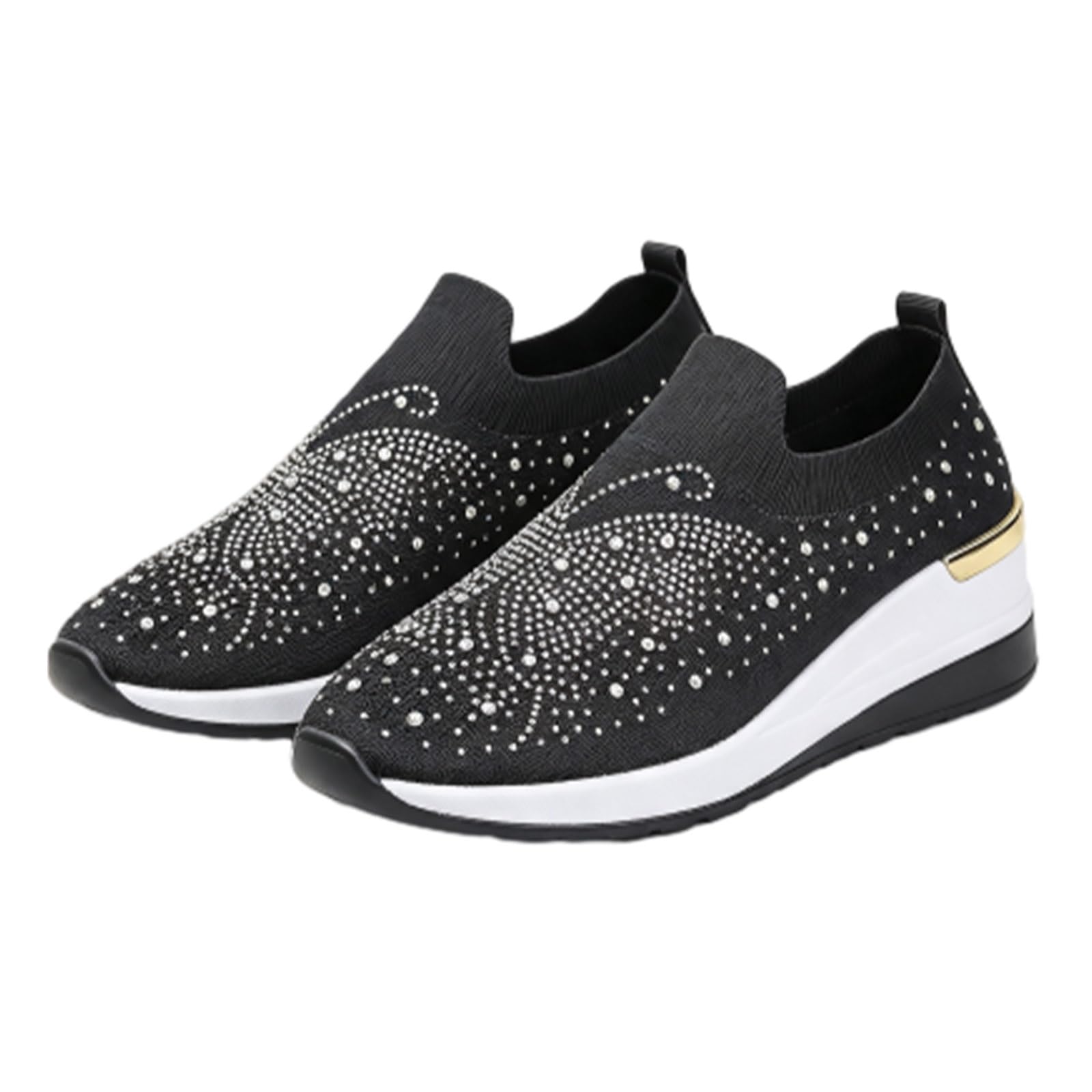 Spakle - Sneaker da donna con zeppa e strass, slip-on