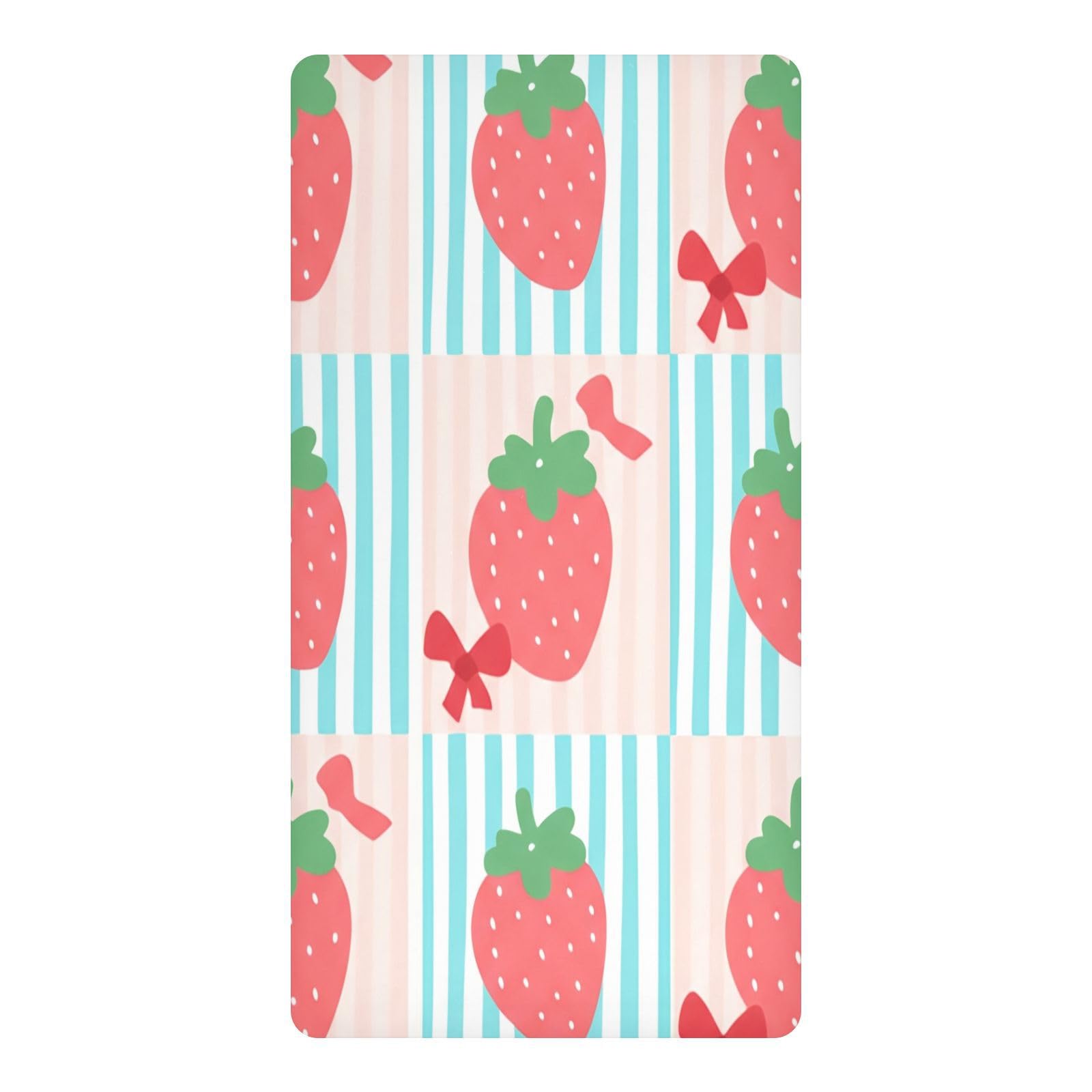JiangGgen Cute Strawberries Baby Crib Sheet Soft Breathable for Standard Crib-M