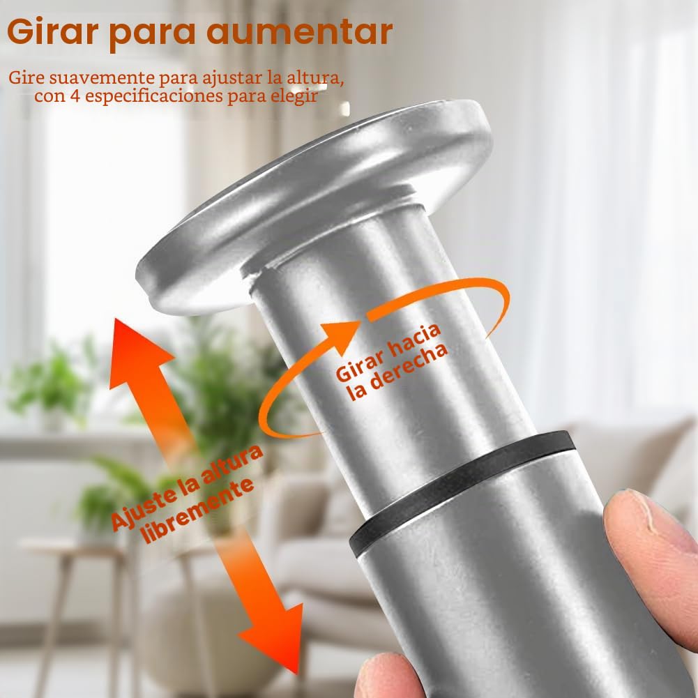 Patas Ajustables para Muebles, 18 – 30 cm, 4 Unidades, Color Gris, Altura Regulable, Patas de Metal, Patas Regulables para Muebles de baño, Patas de Armario, Patas de Mesa, Cómodas, Patas de Cama