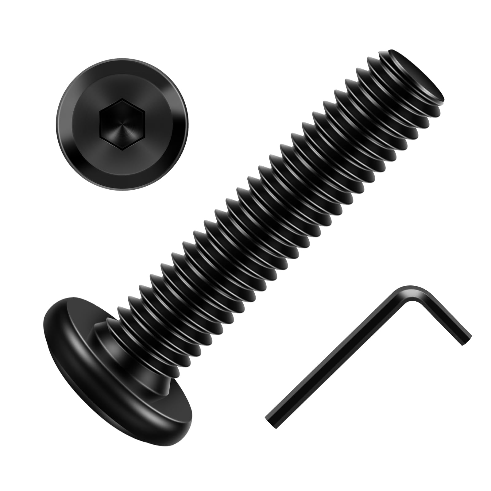 Etauwe 20-Piece M6 x 40mm Flat Head Socket Cap Screws - Carbon Steel Black Oxide Furniture Bolts with Hex Key, Full Thread Machine Fasteners