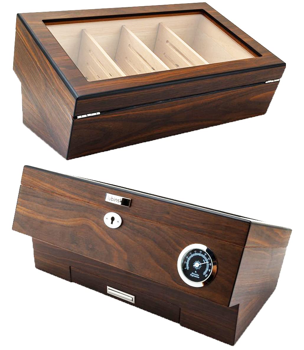 Buy LUBINSKI Cigar Humidor Box with Drawer Humidifier & Hygrometer Hold