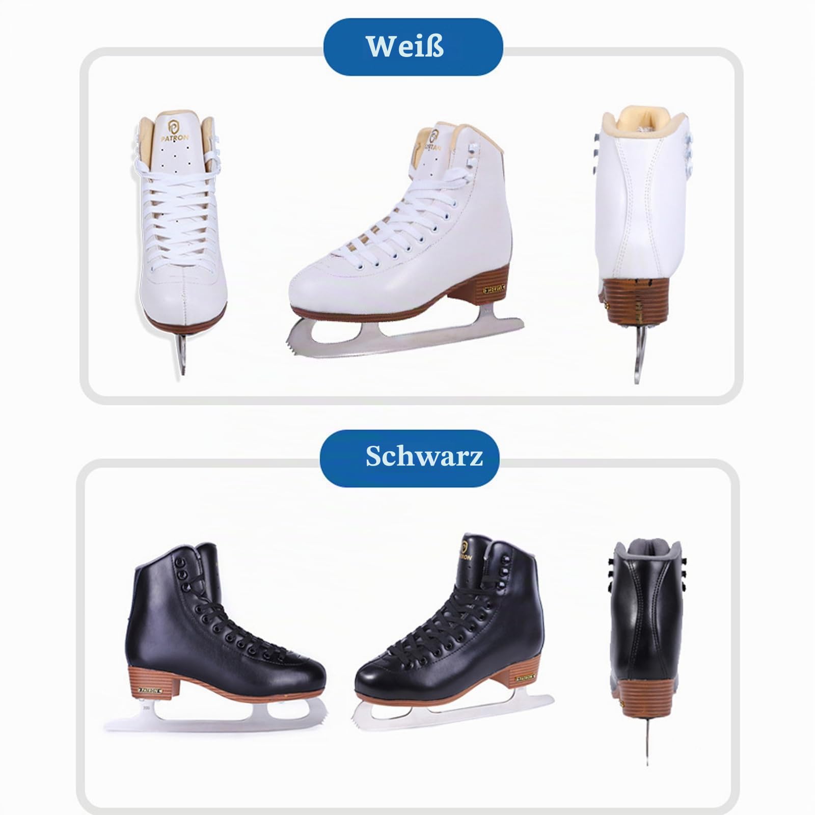 Unisex Schlittschuhe Eishockey Eislaufen für Erwachsende,Obermaterial Leder Edelstahlkufe vorgeschliffen Schlittschuhe,Optimaler Halt & bequemer Komfort für Anfänger und fortgeschrittene Skater