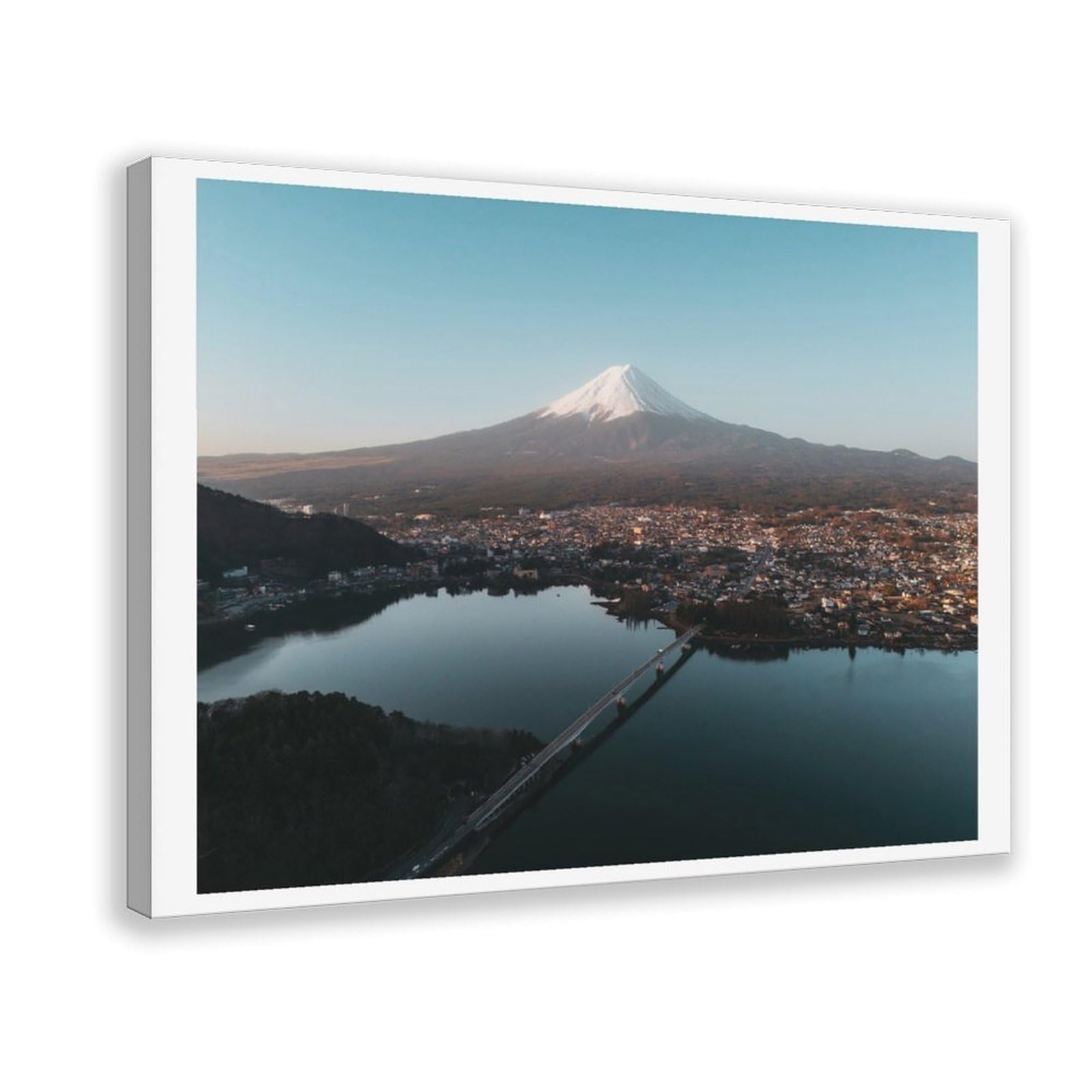 HEYANM Mt Fuji Sunrise Print Kawaguchiko Lake Japan Landscape Canvas Poster Bedroom Office Room Decor Gift Frame 24x36inch