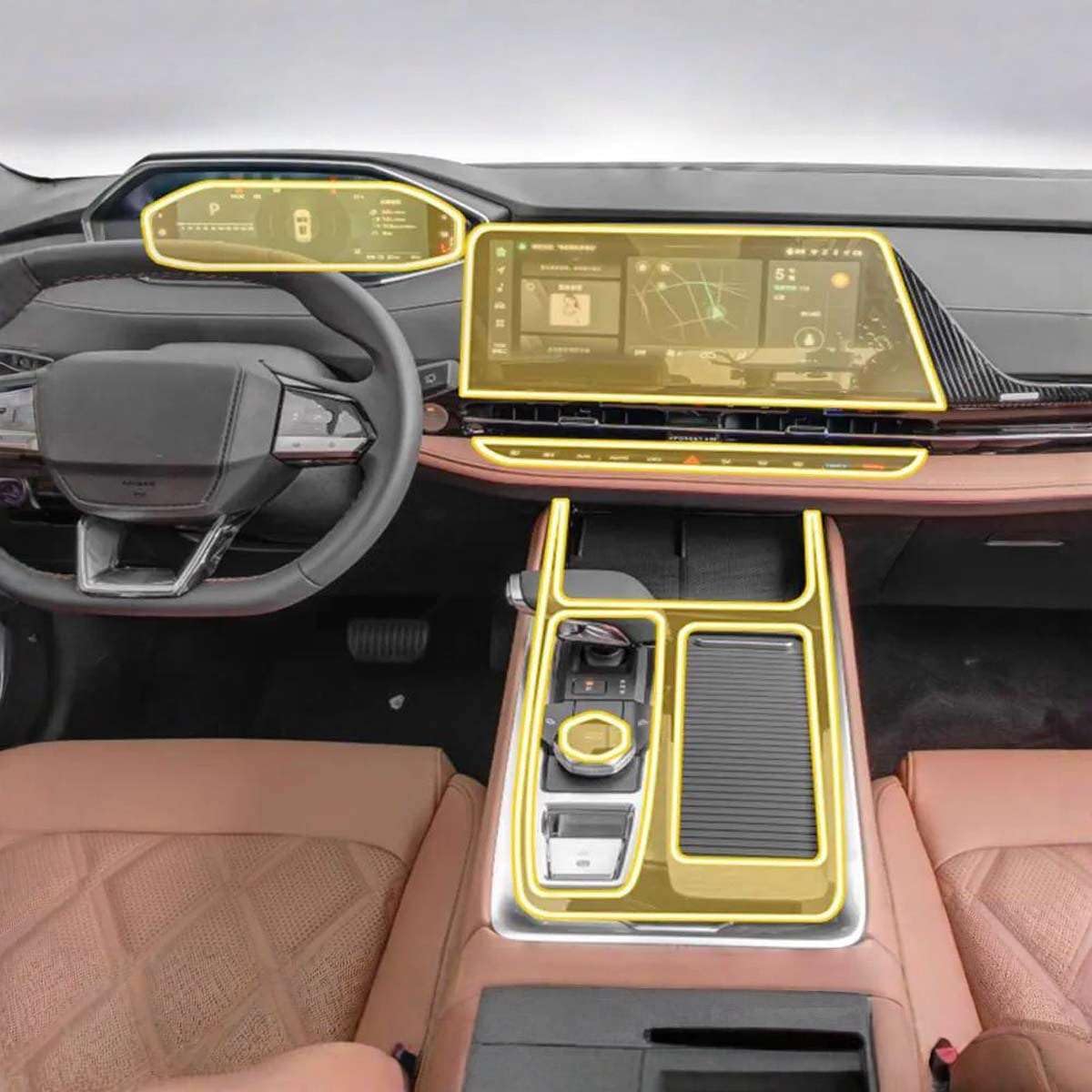 Car Interior Center Console Media Dashboard Navigation TPU Protector Film Anti-Scratch, for CHANGAN QIYUAN Q05 2024 Accessories