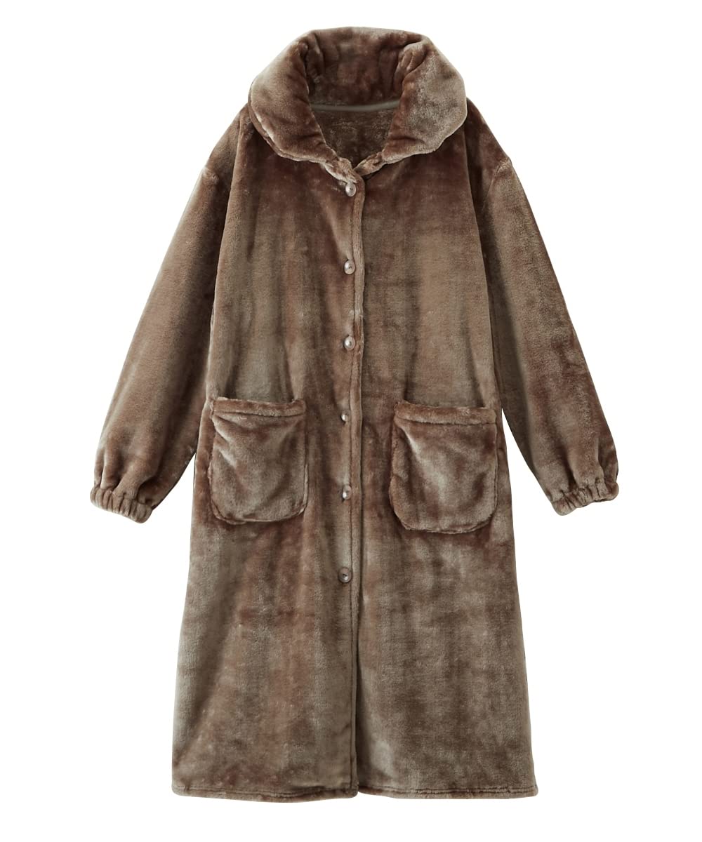 ニッセン ルームワンピース ガウン 着る毛布(M・モカ)